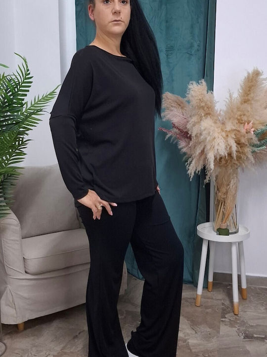 Damen Schwarz Set mit Hose mit Gummizug