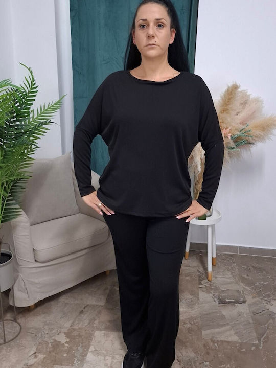 Damen Schwarz Set mit Hose mit Gummizug