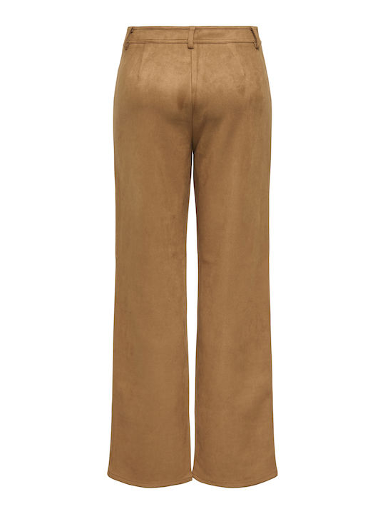 Women's High-waisted Fabric Trousers Tabac Brownc Brown