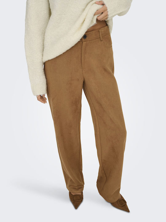 Women's High-waisted Fabric Trousers Tabac Brownc Brown