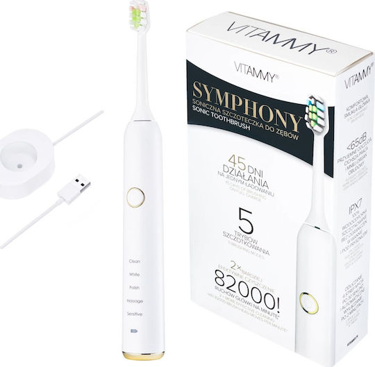 Vitammy Electric Toothbrush with Pressure Sensor and Travel Case White
