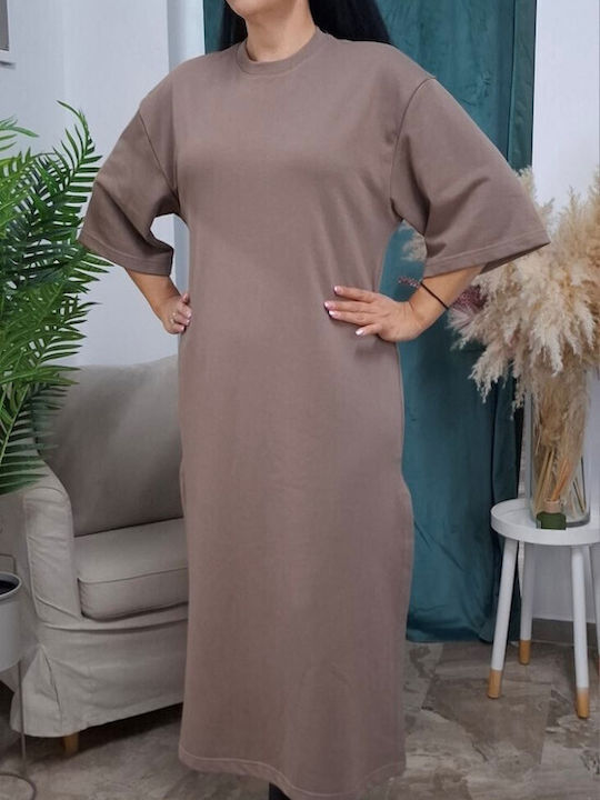 Midi Damenkleid mit Tränen Beiges