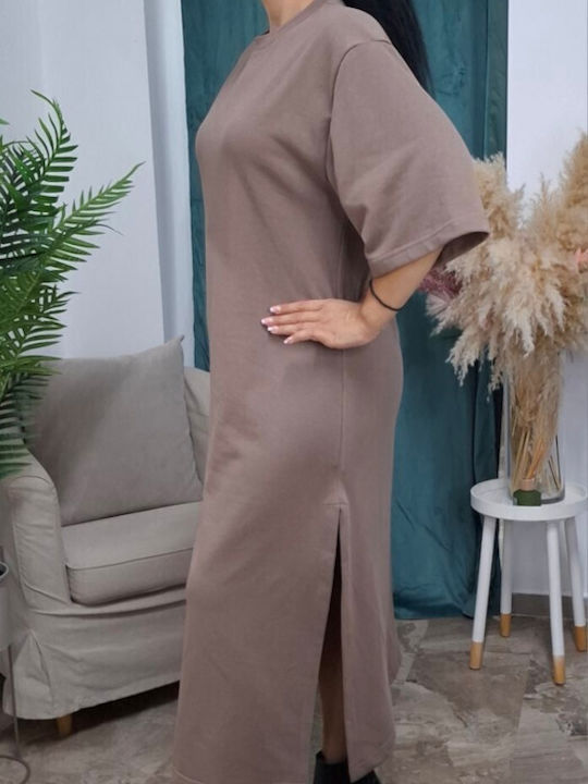 Midi Damenkleid mit Tränen Beiges