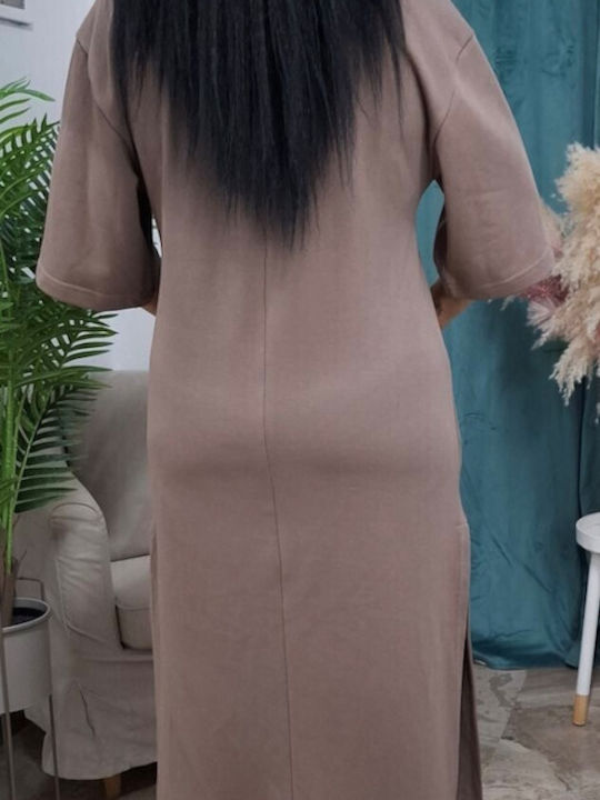 Midi Damenkleid mit Tränen Beiges