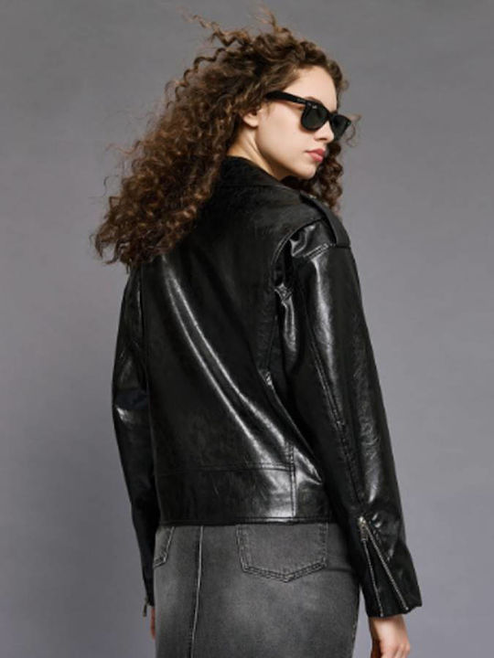 Access Jacket made of Leatherette Black