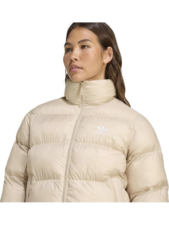 Adicolor Kurz Damen Puffer Jacke für Winter Beige