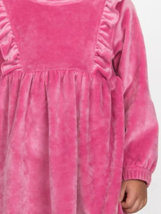 Children's Dress Long Sleeve Velvet Pink