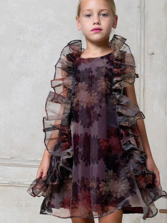 Children's Dress Floral Bordeaux