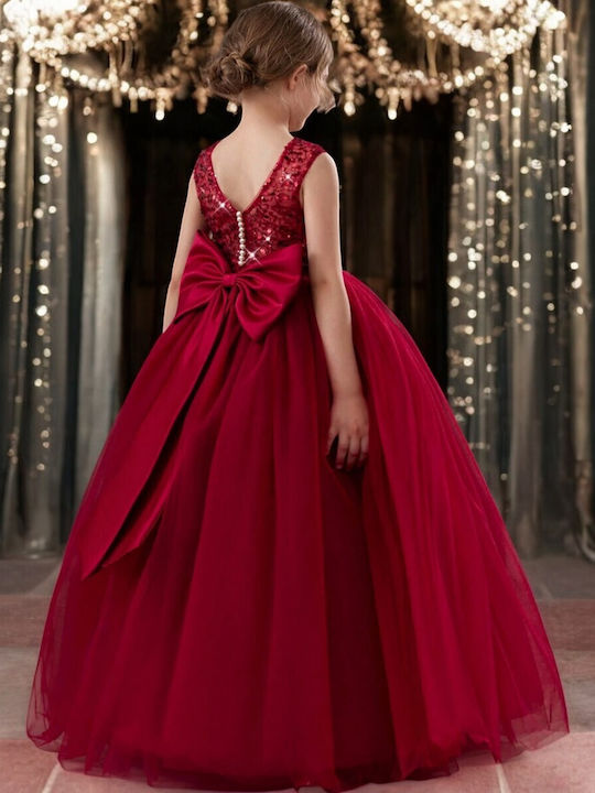 Children's Dress Sleeveless with Sequins Bordeaux