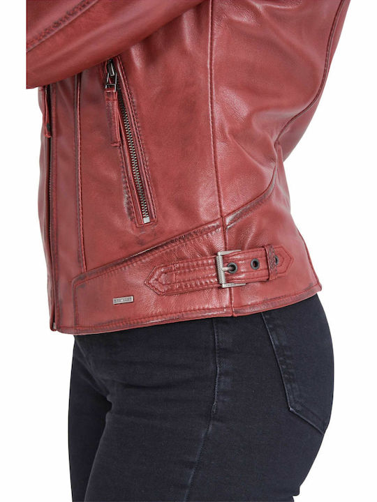 Phedra Sheep Leder Damenjacke für Winter Rot