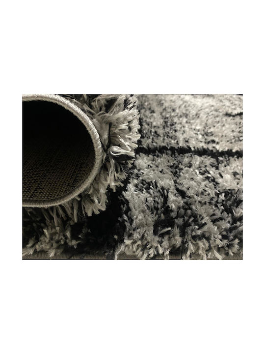 Jasmine Js Shaggy Bedroom Rugs Set Grey Black JS-842-grey-black-Set 3pcs