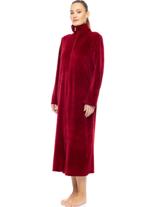 Pink Label Women's Cotton Robe Burgundy