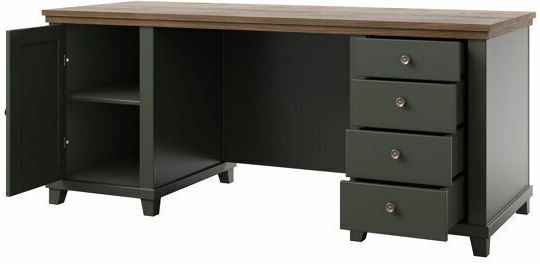 Γραφείο Tolnue 133 με USB θύρες 180x70x77εκ. Σκούρο Πράσινο