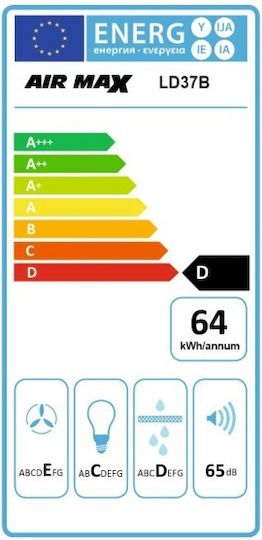 Proff AIRMAX PROFF LD37 Απορροφητήρας Καμινάδα 90cm Μαύρος