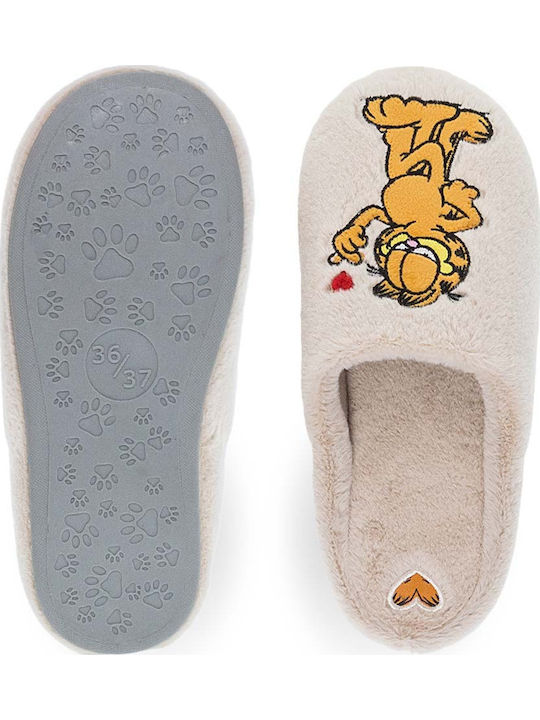 Garfield Χειμερινές Γυναικείες Παντόφλες Μπεζ