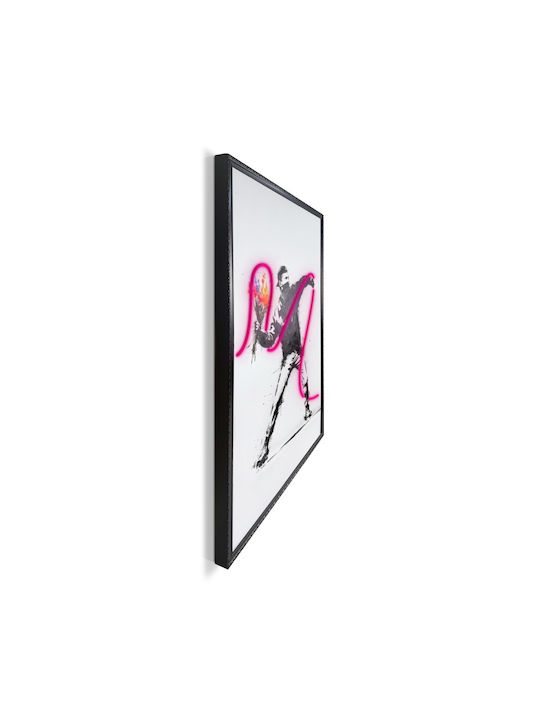 Painting "Graffiti Thrower" Neon Led Lighting 70x100 Cm