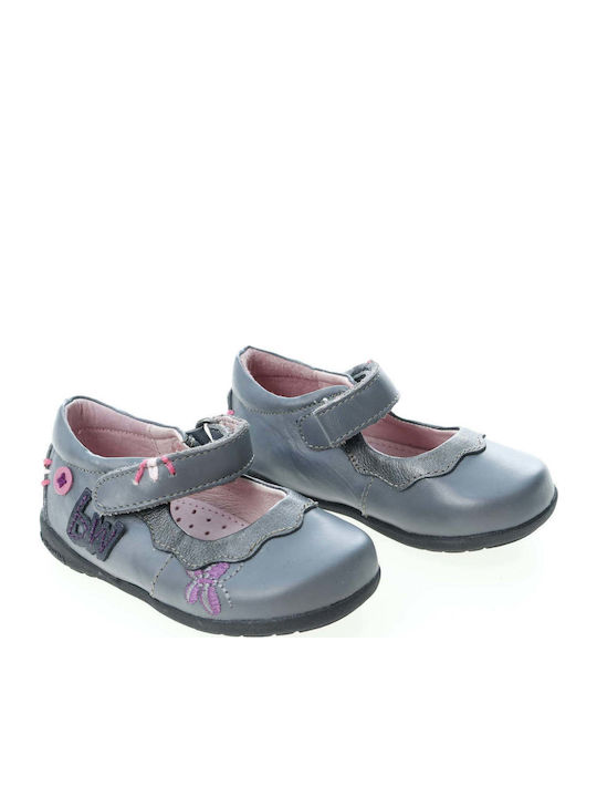 Kids Ballerinas with Hoop & Loop Closure Gray
