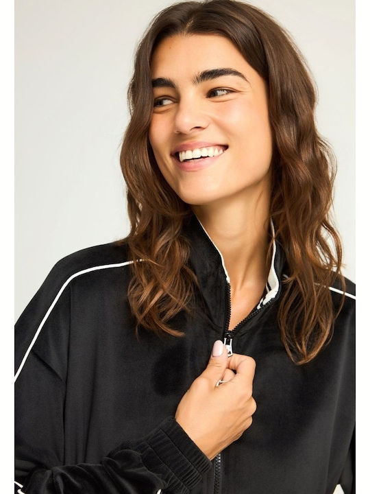 Women's Sweatshirt Jacket Velvet Black