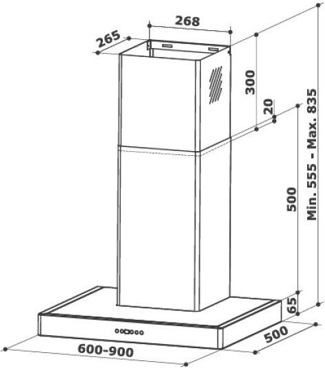 Proff Kamin-Dunstabzug 60cm Schwarz