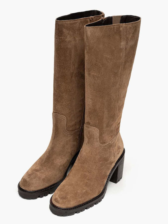 Leder Damenstiefel Tabac Braun