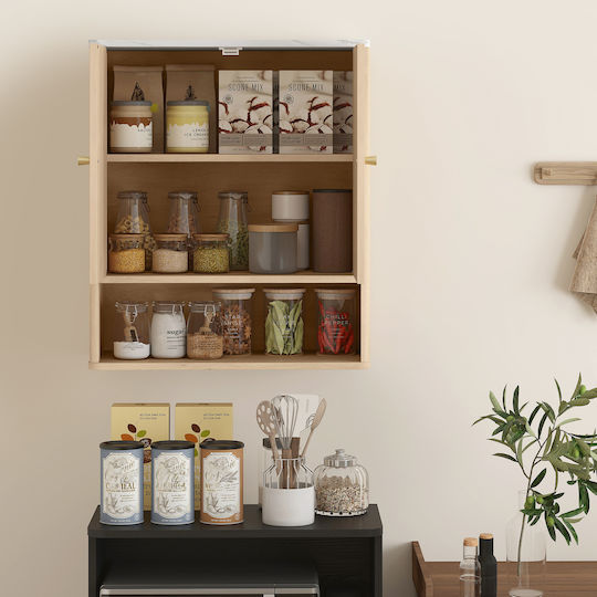 HomCom Bathroom Cabinet L60xW18xH70cm Oak