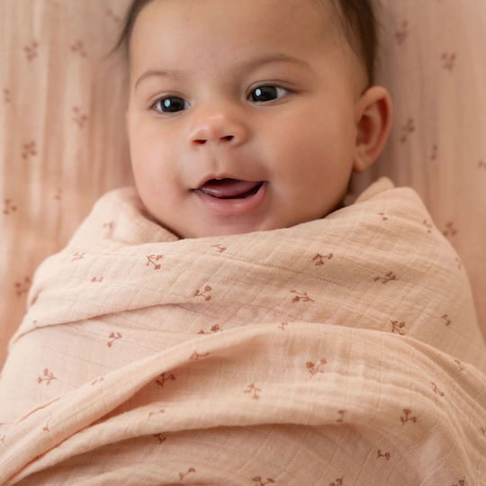 Little Dutch Pure Muslin Swaddle Wrap Pink 120x120cm.