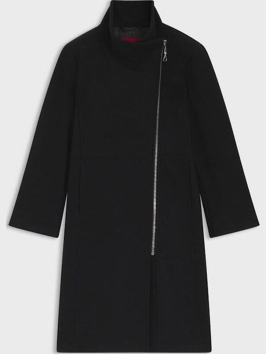 Women's Black Coat with Zipper