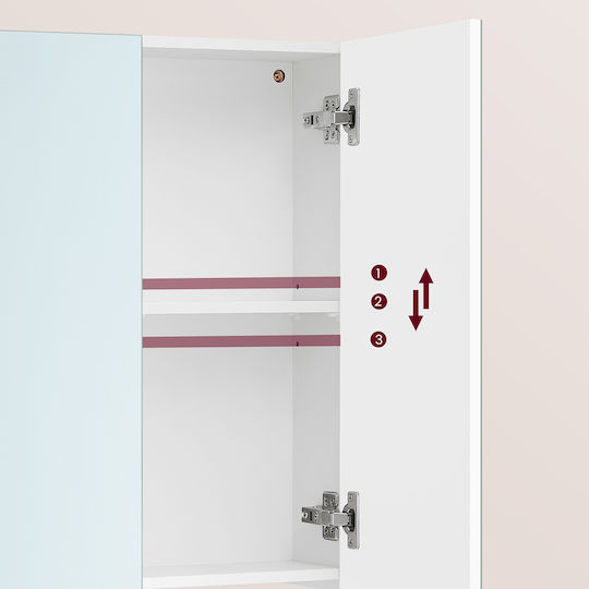 Vasagle Bathroom Mirror made of Particle Board with Shelf & Cabinet 90x15cm White