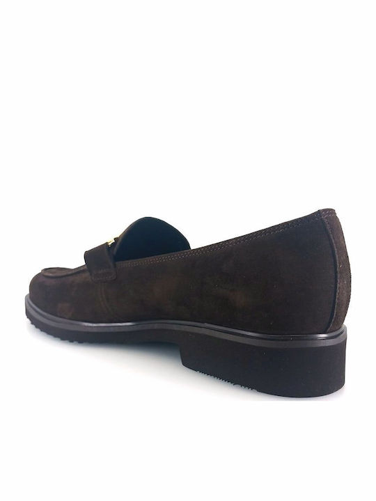 Leather Women's Loafers in Brown Color