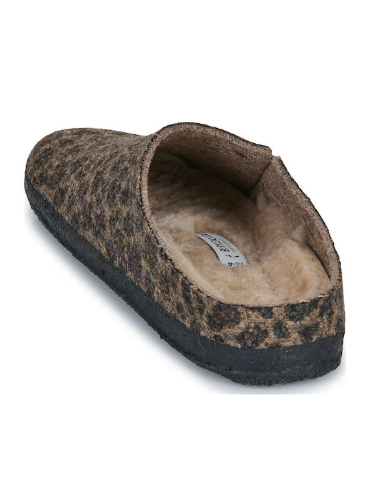 Zermatt Shearling Зимни Дамски Чехли Кафяв Тясна Форма