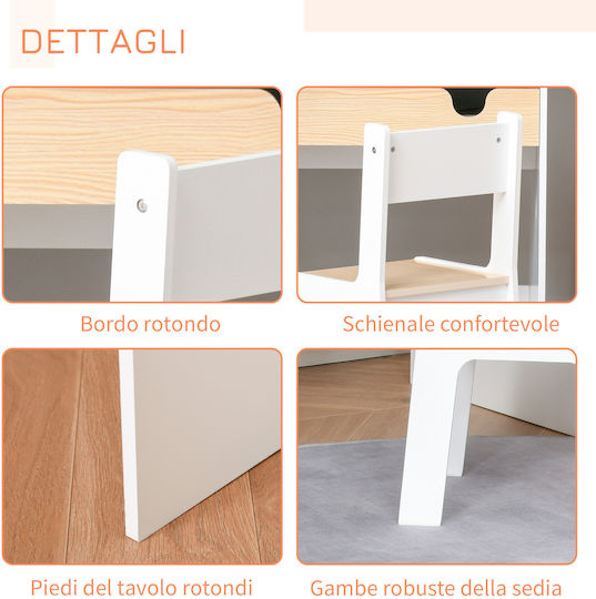 Kinder Schreibtisch aus Melamin Weiß 70x50x75cm