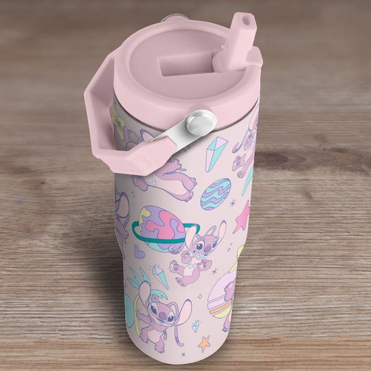Pyramid International Angel Handled Tumbler Θερμός Ανοξείδωτο 887ml Μωβ με Καλαμάκι και Λαβή