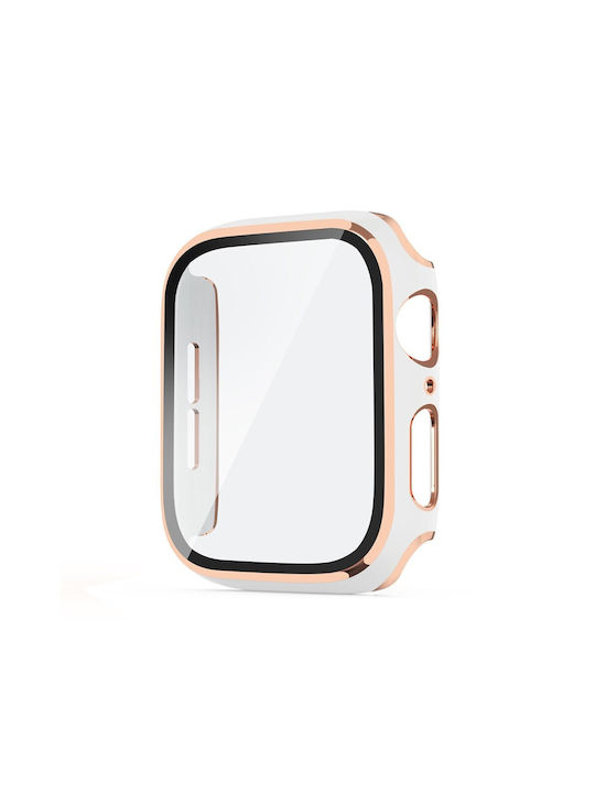 Enkay Plastic Case with Glass in White color for Apple Watch SE, SE2, SE3 - 44mm