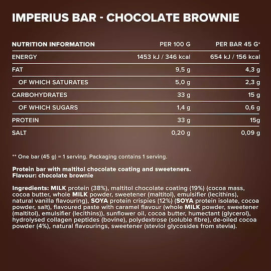 IronMaxx Imperious Riegel mit 36% Protein & Geschmack Schokoladen-Brownie 45gr
