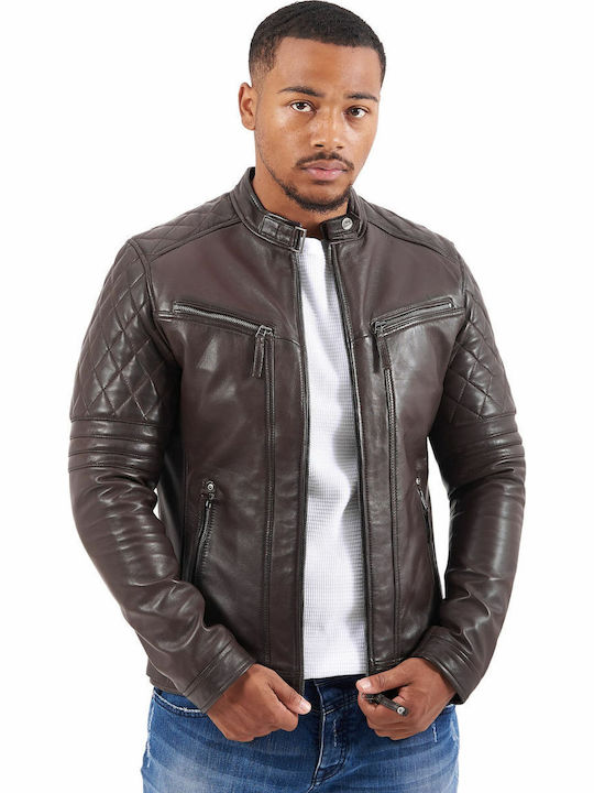 Bravo Leather Jacket Biker Brown