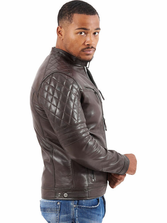 Bravo Leather Jacket Biker Brown