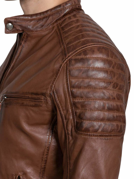 Delta Leather Jacket Biker Cognac