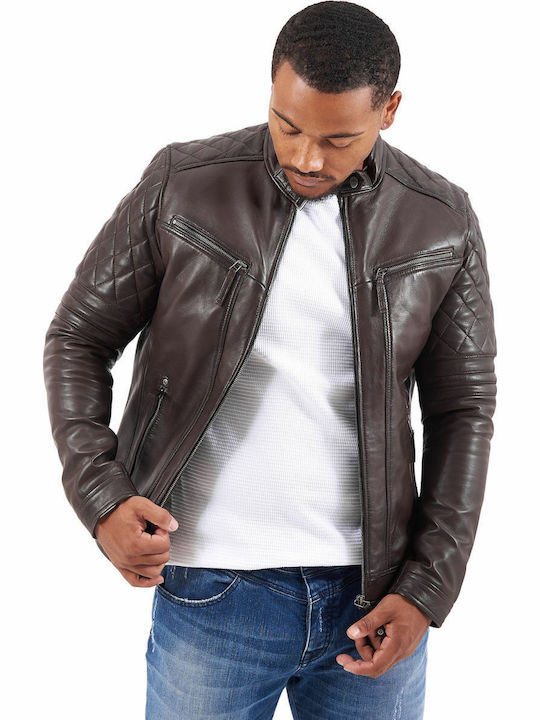 Bravo Leather Jacket Biker Brown