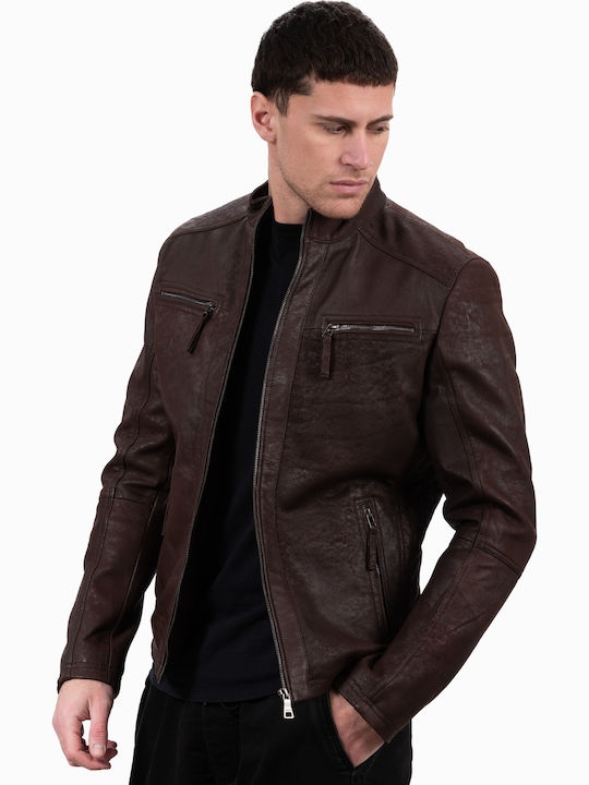 Alpha Buffed Δερμάτινο Μπουφάν Brown