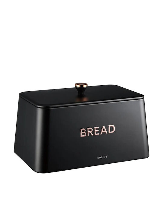 KING Hoff Bread Box with Lid Inox Black 35x23x21cm