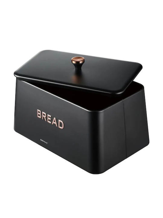 KING Hoff Bread Box with Lid Inox Black 35x23x21cm
