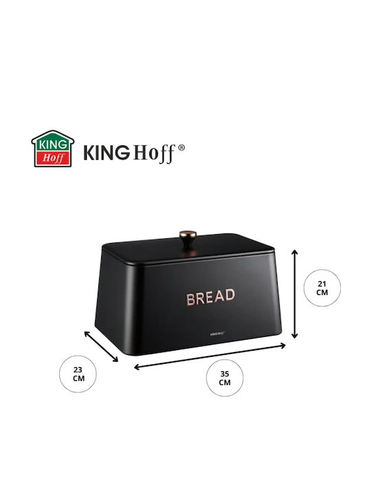 KING Hoff Bread Box with Lid Inox Black 35x23x21cm