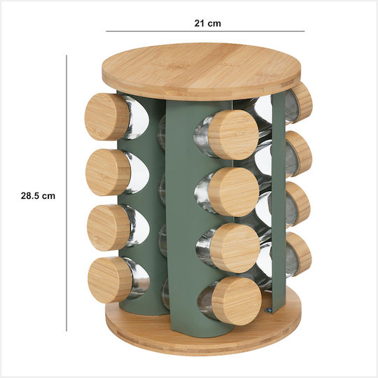 5Five Glass Tabletop Rotating Spice Rack Green 16pcs