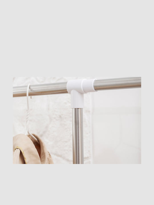 HomCom Wheeled Floor Garment Rack made of Metal White