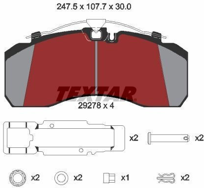 Textar 2927801 Set Plăcuțe De Frână Disc Frână