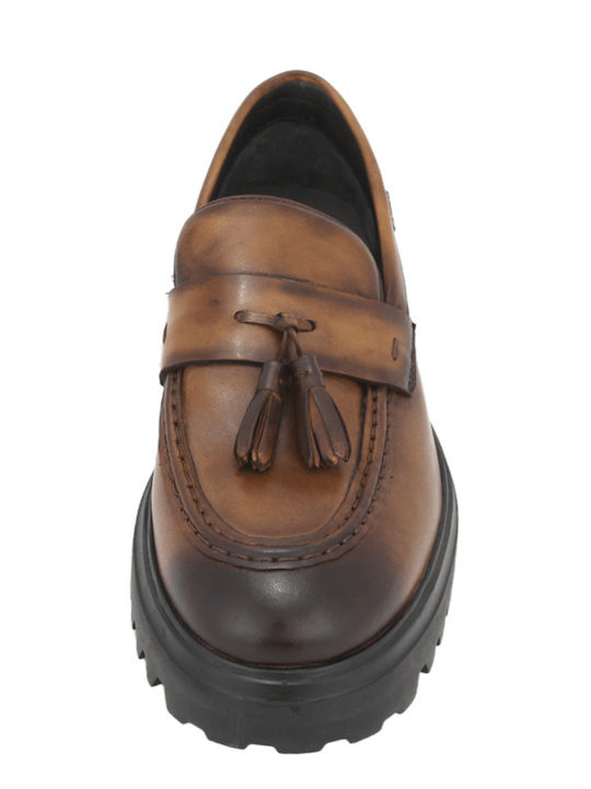 Leder Herren Mokassins in Tabac Braun Farbe