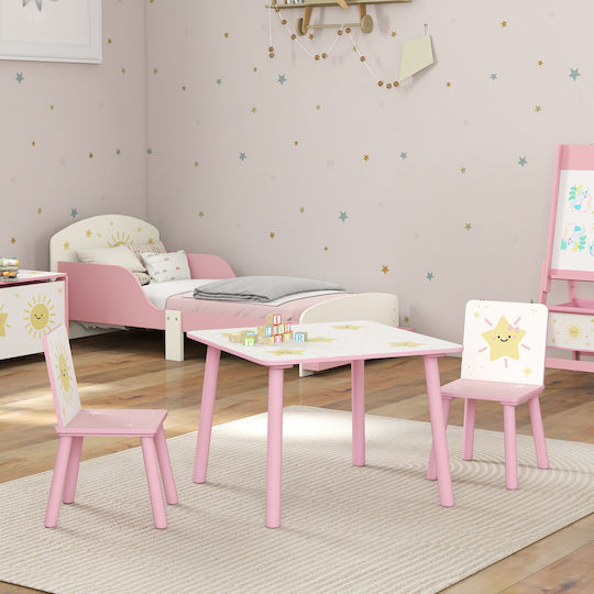 Kids Table and Chairs Set Pink Aiyaplay