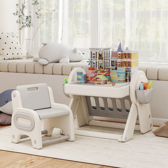 Kids Table Set with Gray Chairs Aiyaplay