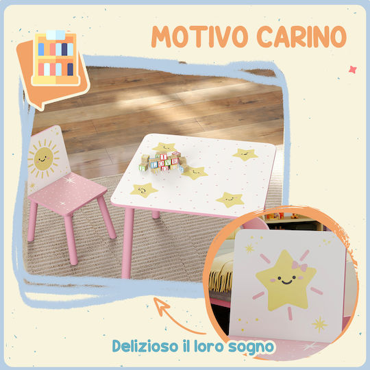 Kids Table and Chairs Set Pink Aiyaplay