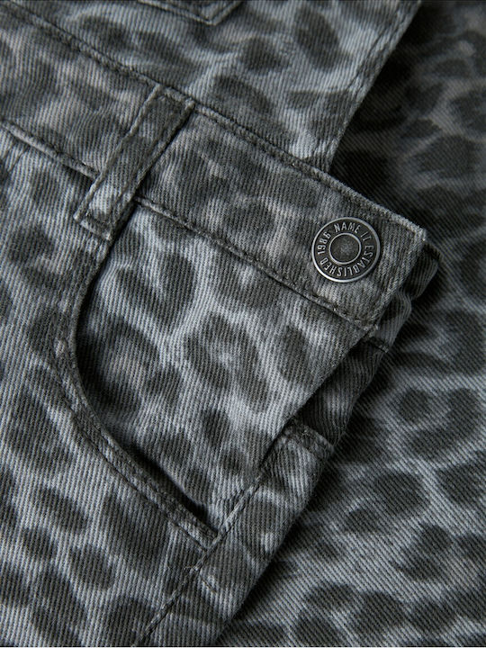 Детски шорт/бермуда Гащеризон Деним Grey Leopard Print